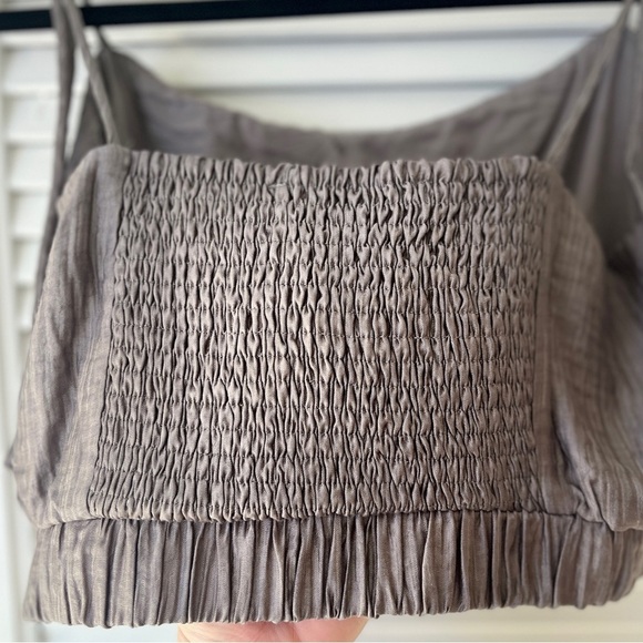 ASTR Terra Bella Square Neck Tie Strap Crop Top in mushroom | Gray | Large - Picture 8 of 11